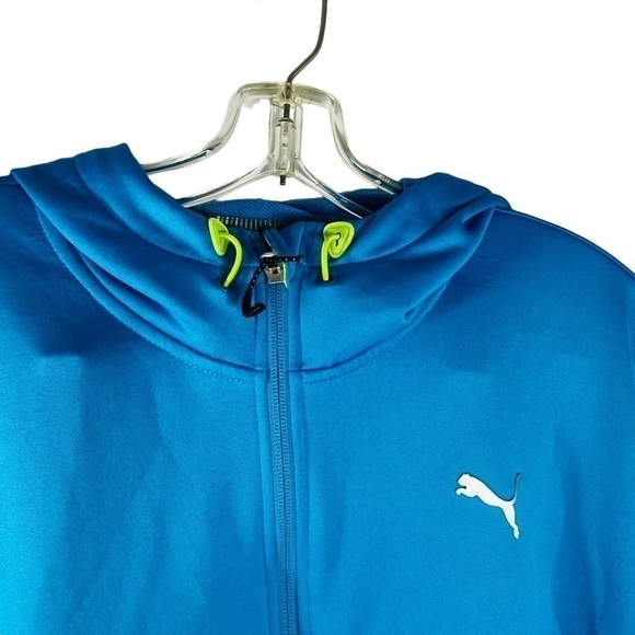 PUMA Dry Cell men’s hoodie jacket long sleeves zip  2 pockets blue green size L - Picture 4 of 16